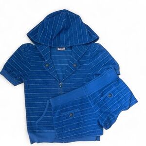 Blue Juicy Couture Terrycloth Tracksuit Jacket and Shorts Nautical
